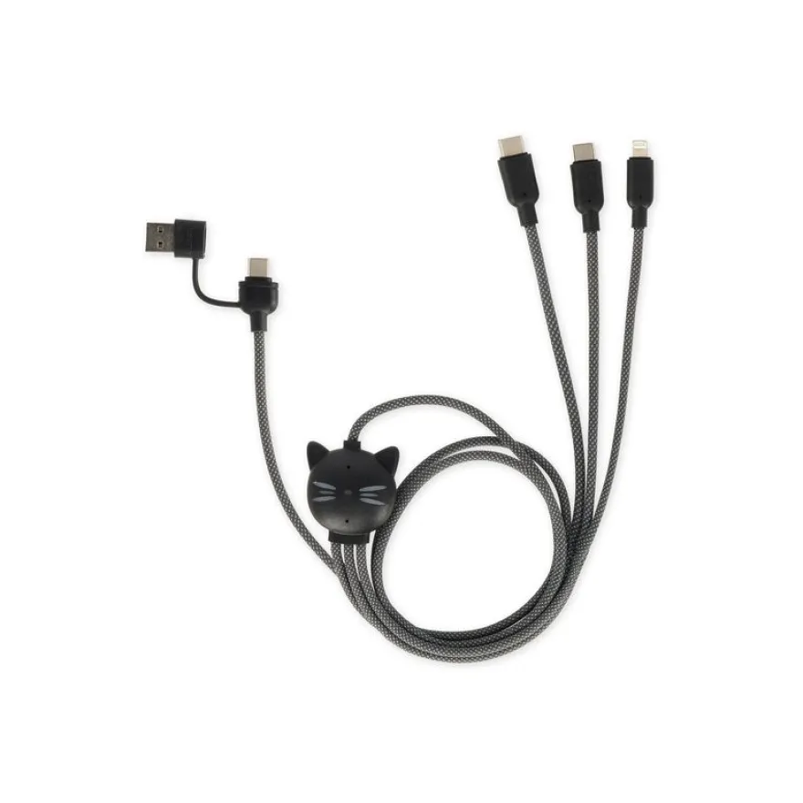 LEgami Three Hugs - Câble USB - 24 pin USB-C (M) with detachable USB-C to USB-A adapter pour 24 pin USB-C, Lightning (M) - 1.2 m - 3 en 1, charge et synchronisation