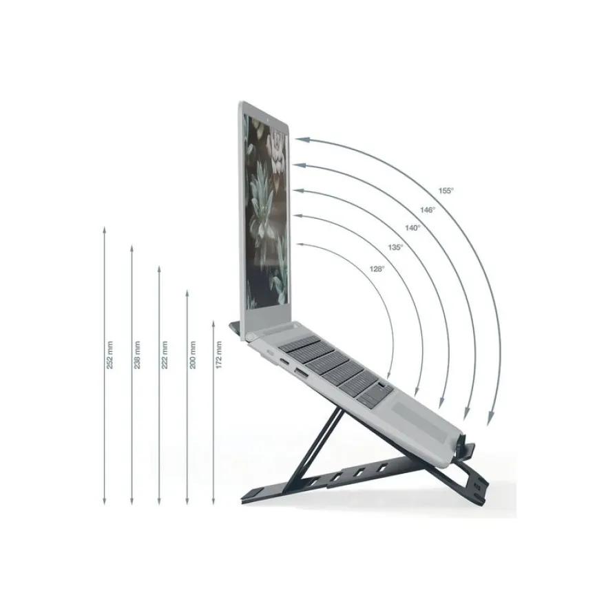 Leitz Ergo - Support pour ordinateur portable - adjustable, multi-angle, aluminum - 10" - 17" - Gris foncé