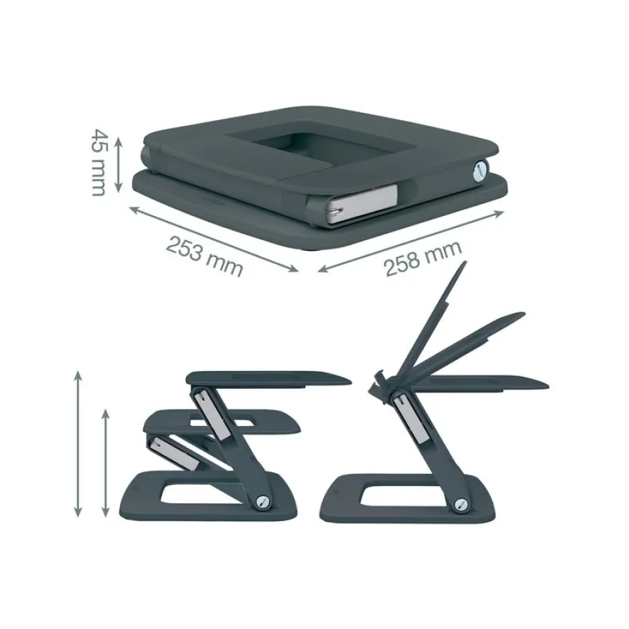 Leitz Ergo - Support pour ordinateur portable - adjustable, multi-angle, aluminum - 13" - 15" - Gris foncé