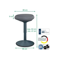 Leitz Ergo - Tabouret ergonomique - 47-64 cm - Gris foncé