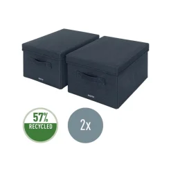 Leitz Fabric Storage - 2 Boîtes de rangement en tissu avec couvercle - moyen - gris velours