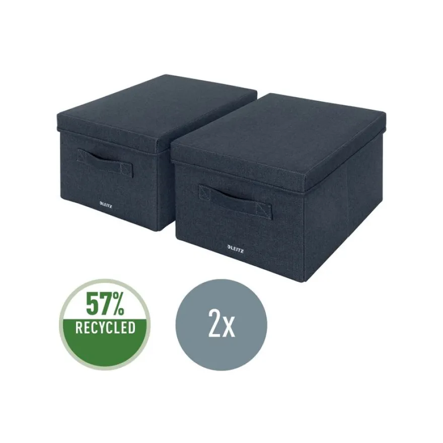 Leitz Fabric Storage - 2 Boîtes de rangement en tissu avec couvercle - moyen - gris velours