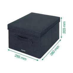 Leitz Fabric Storage - 2 Boîtes de rangement en tissu avec couvercle - moyen - gris velours