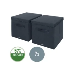 Leitz Fabric Storage - 2 Boîtes de rangement en tissu avec couvercle - large - gris velours