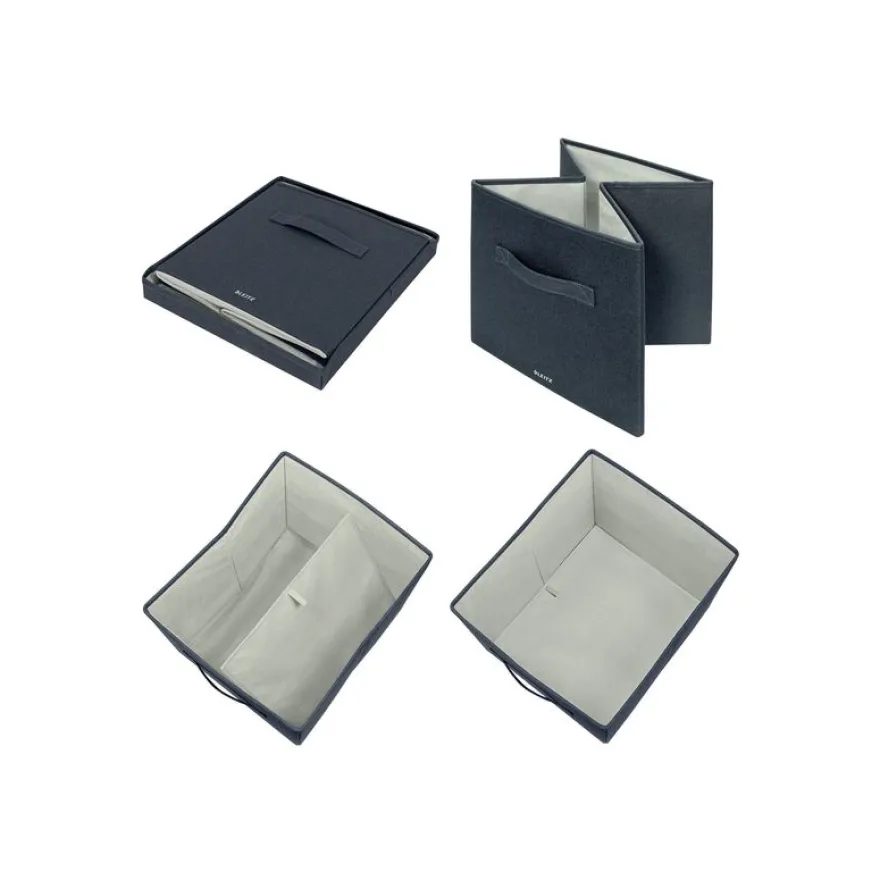 Leitz Fabric Storage - 2 Boîtes de rangement en tissu avec couvercle - large - gris velours