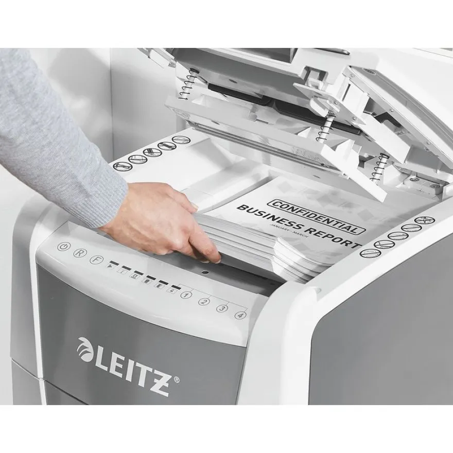 Leitz IQ AutoFeed Office 300 P4 - destructeur de documents coupe croisée - 300 feuilles - Corbeille 60 litres