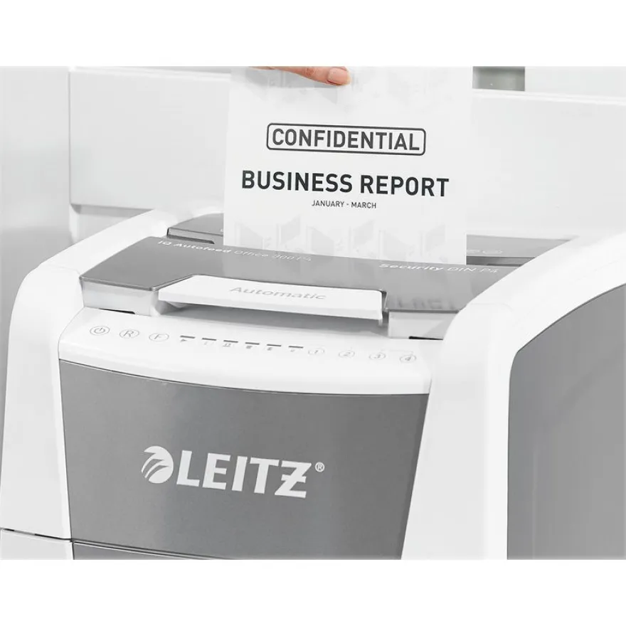 Leitz IQ AutoFeed Office 300 P4 - destructeur de documents coupe croisée - 300 feuilles - Corbeille 60 litres