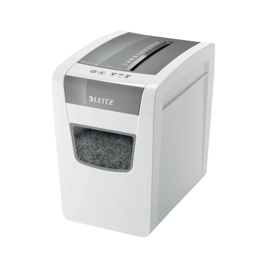Leitz IQ Slim Home Office P4 - destructeur de documents coupe croisée - 10 feuilles - Corbeille 23 litres