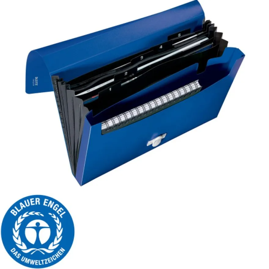 Leitz Recycle - Trieur à soufflet - 5 positions - A4 - pour 250 feuilles - à onglets - bleu