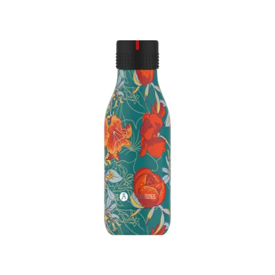 Les Artistes Paris - Gourde Bouteille isotherme 280 ml - Pivoines - acier inoxydable