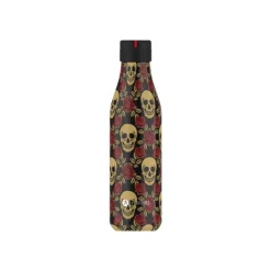 Les Artistes Paris - Gourde Bouteille isotherme 500 ml - rose et tête de mort - acier inoxydable