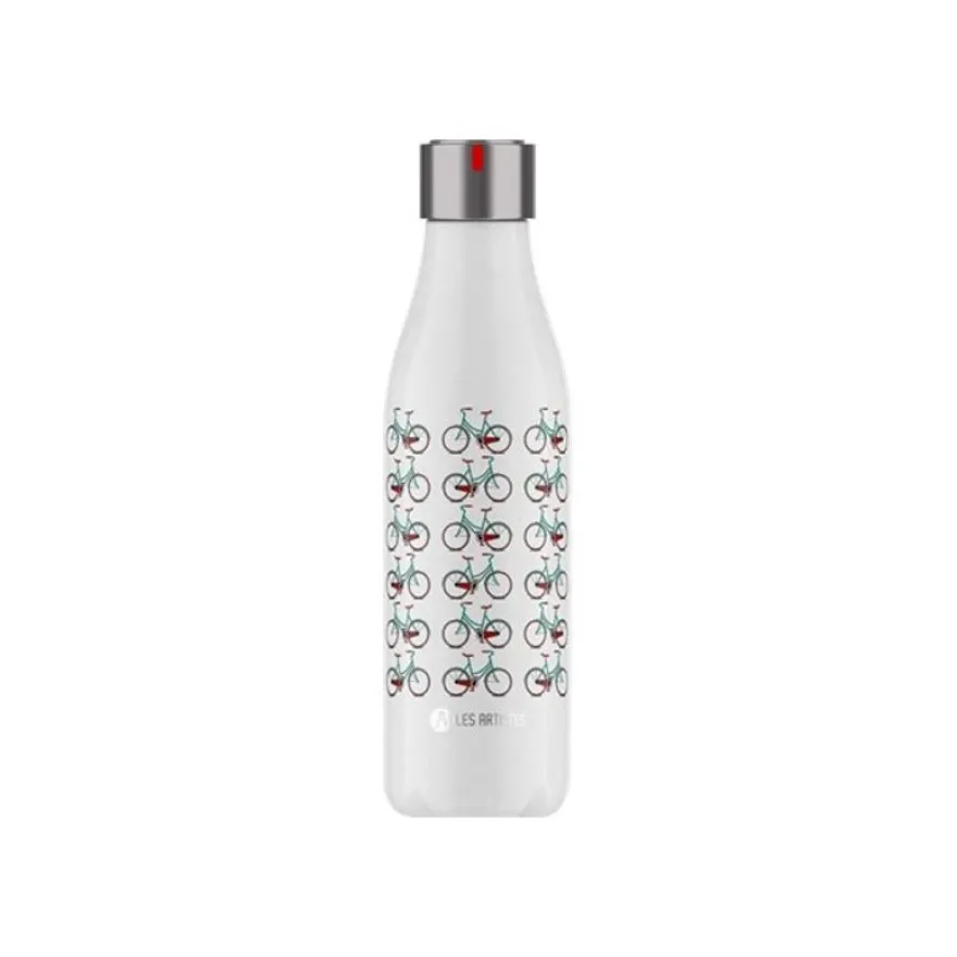 Les Artistes Paris - Gourde Bouteille isotherme 500 ml - blanc/vélos - acier inoxydable