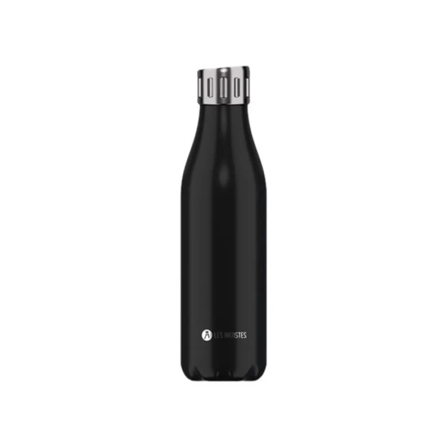 Les Artistes Paris - Gourde Bouteille isotherme 500 ml - noir - bouchon sport - acier inoxydable