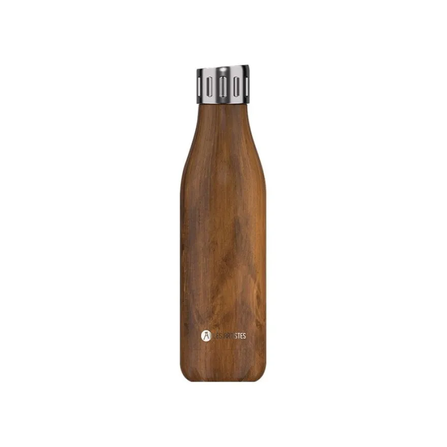 Les Artistes Paris - Gourde Bouteille isotherme 500 ml - bois - bouchon sport - acier inoxydable
