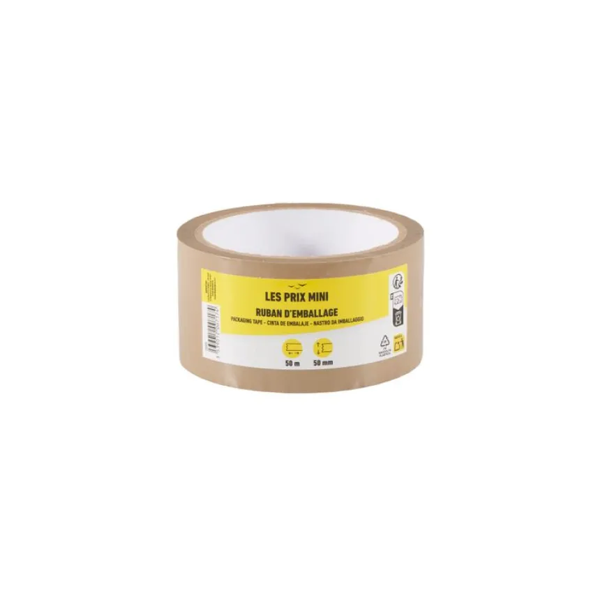 Les Prix Mini – 1 adhésif d’emballage - havane - 50 mm x 50 m