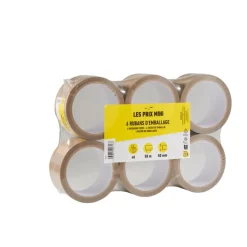 Les Prix Mini – 6 adhésifs d’emballage - havane - 50 mm x 50 m