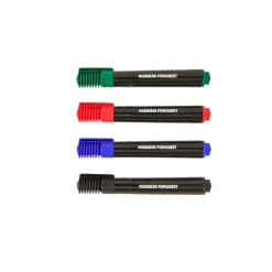 Les Prix Mini – 4 marqueurs permanents pointe large – Bleu, noir, rouge et vert