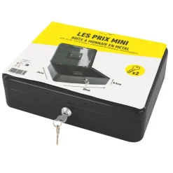 Les Prix Mini - Caisse à monnaie - 8 compartiments - 30 x 24 x 9 cm - noir