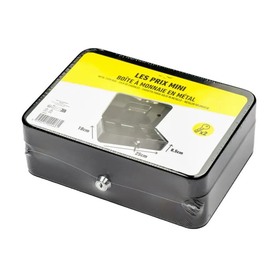 Les Prix Mini - Caisse à monnaie - 5 compartiments - 25 x 18 x 9 cm - noir
