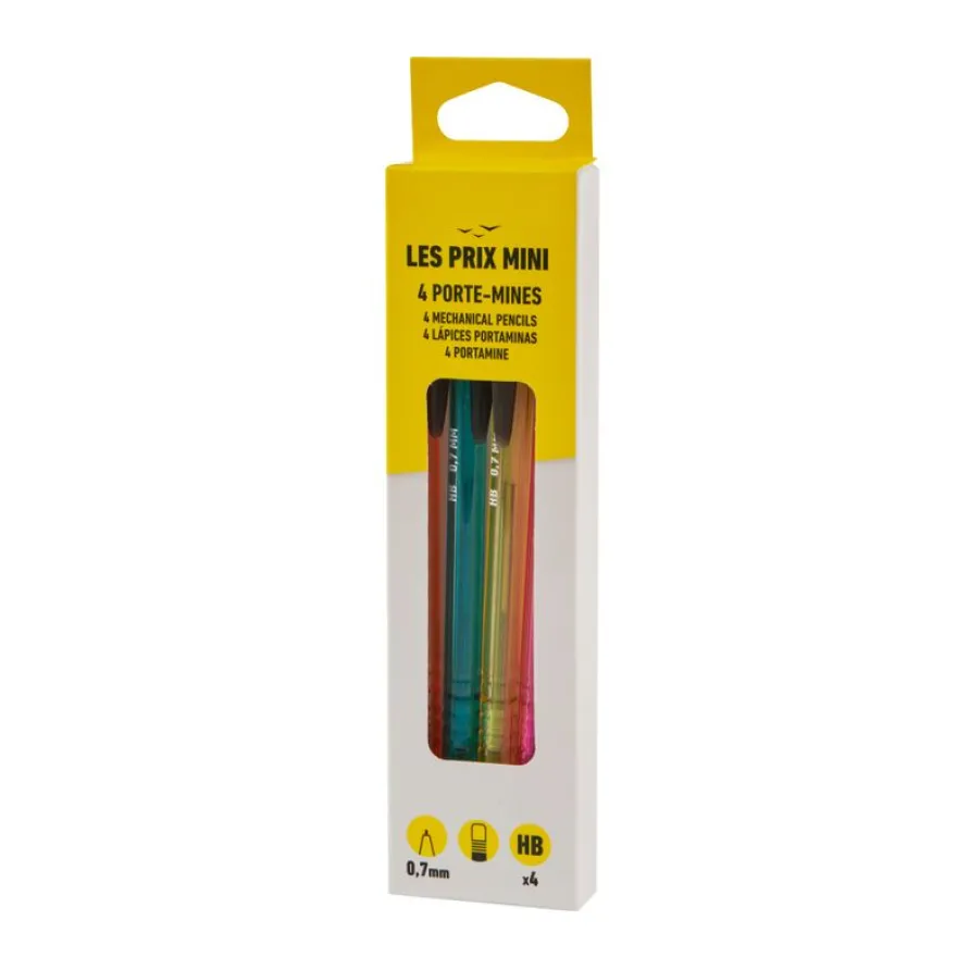 Les Prix Mini – Lot de 4 porte‑mines – Mine 0,7 mm – HB