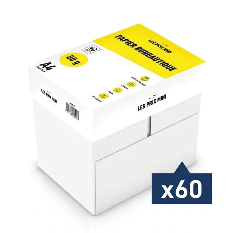Les Prix Mini - Papier blanc - A4 (210 x 297 mm) - 80 g/m² - 60 cartons de 5 ramettes