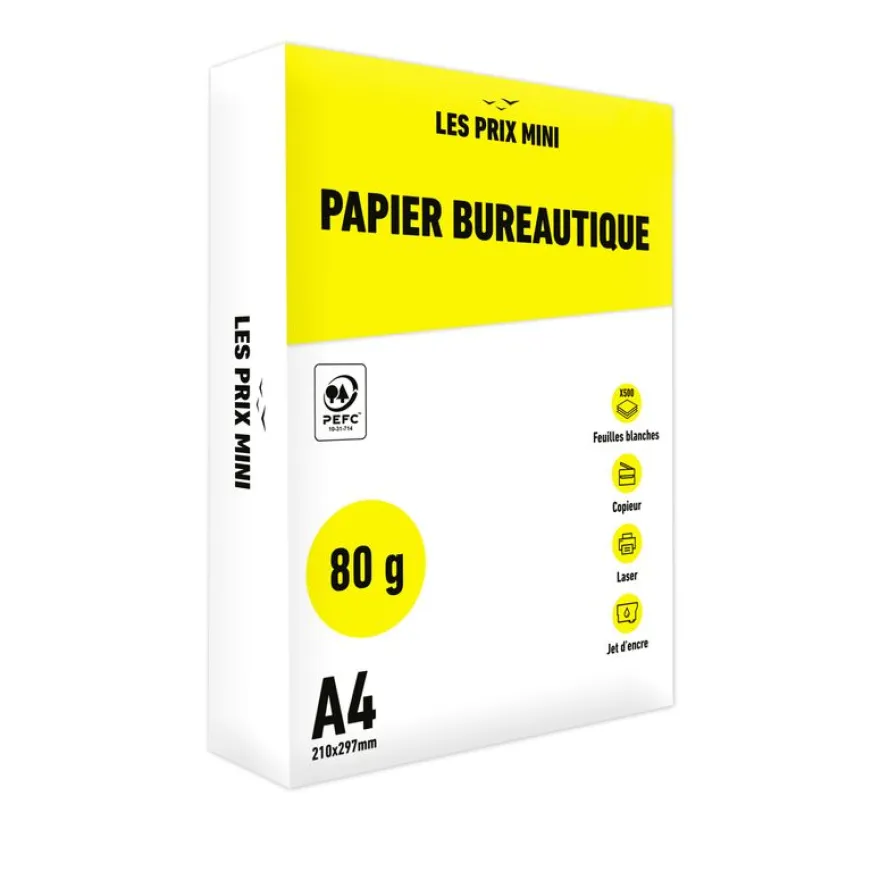 Les Prix Mini - Papier blanc - A4 (210 x 297 mm) - 80 g/m² - 2500 feuilles (carton de 5 ramettes)
