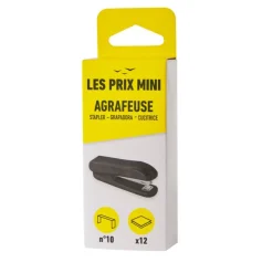 Les Prix Mini - Agrafeuse de bureau noir - capacité de 12 feuilles - agrafes n°10