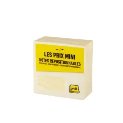 Les Prix Mini - Bloc Cube notes repositionnables - 400 feuilles - 76 x 76 mm - jaune pastel