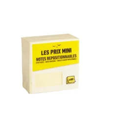 Les Prix Mini - Bloc Cube notes repositionnables - 400 feuilles - 76 x 76 mm - jaune pastel