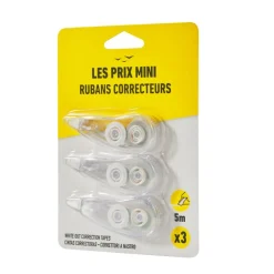 Les Prix Mini - Pack de 3 rubans correcteurs - 5 m