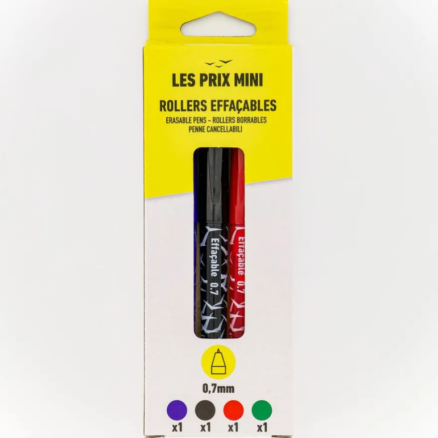 Les Prix Mini - Pack de 4 Stylos gel effaçables - couleurs assorties