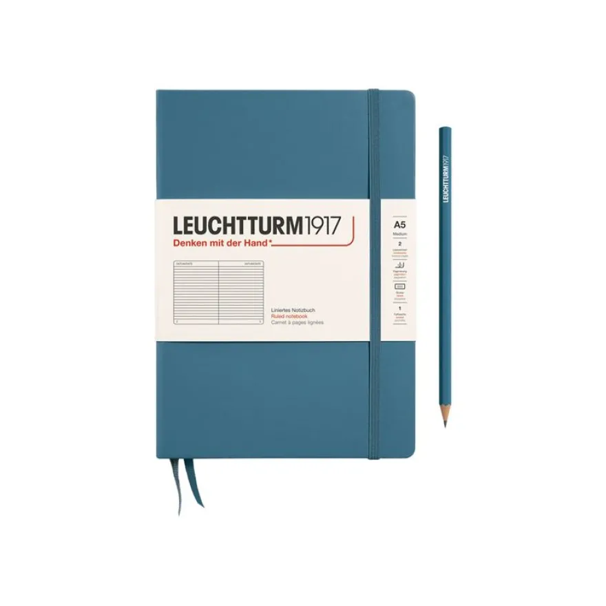 Leuchtturm1917 - Carnet de notes rigide A5 - ligné - bleu acier