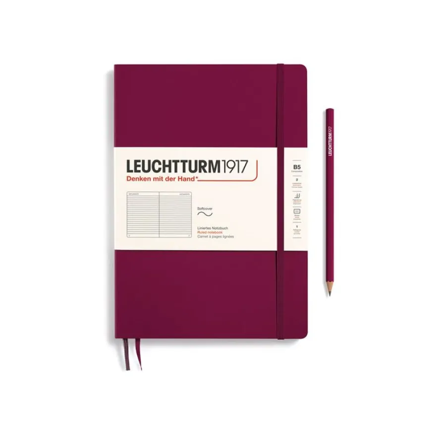 Leuchtturm1917 - Carnet de notes souple - composition B5 - ligné - bordeaux