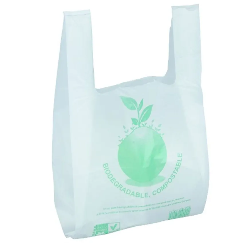 Logistipack - 100 Sacs bretelles biodégradables et compostables - 45 x 26 + 12 cm