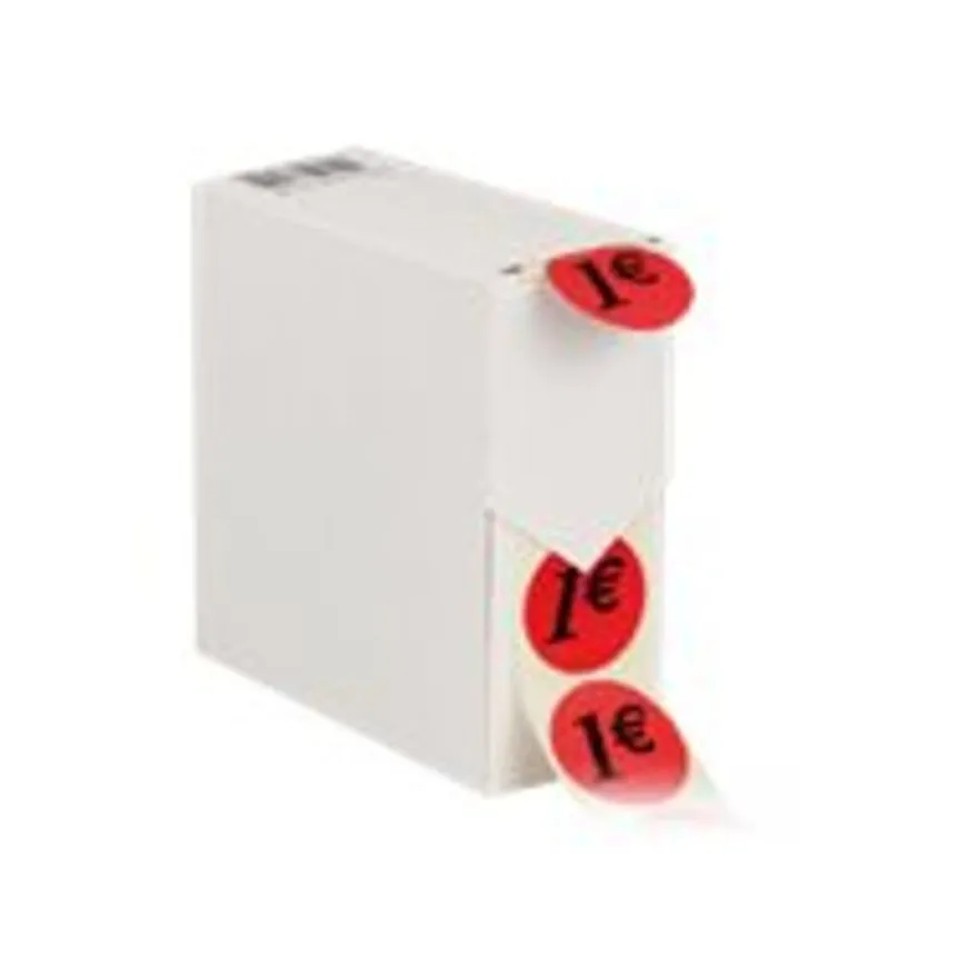 Logistipack - Boîte distributrice 500 étiquettes 1€ - rouge