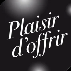Logistipack - Etiquette cadeaux Plaisir d'offrir noir - 33 mm