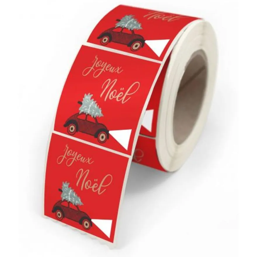 Logistipack - Etiquettes adhésives "Joyeux Noël Drive" - 4 X3,5 cm - Rouleau de 500