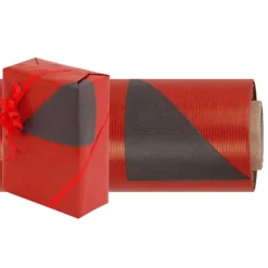 Logistipack - Papier cadeau kraft réversible - 70 cm x 50 m - 60 g/m² - rouge/taupe
