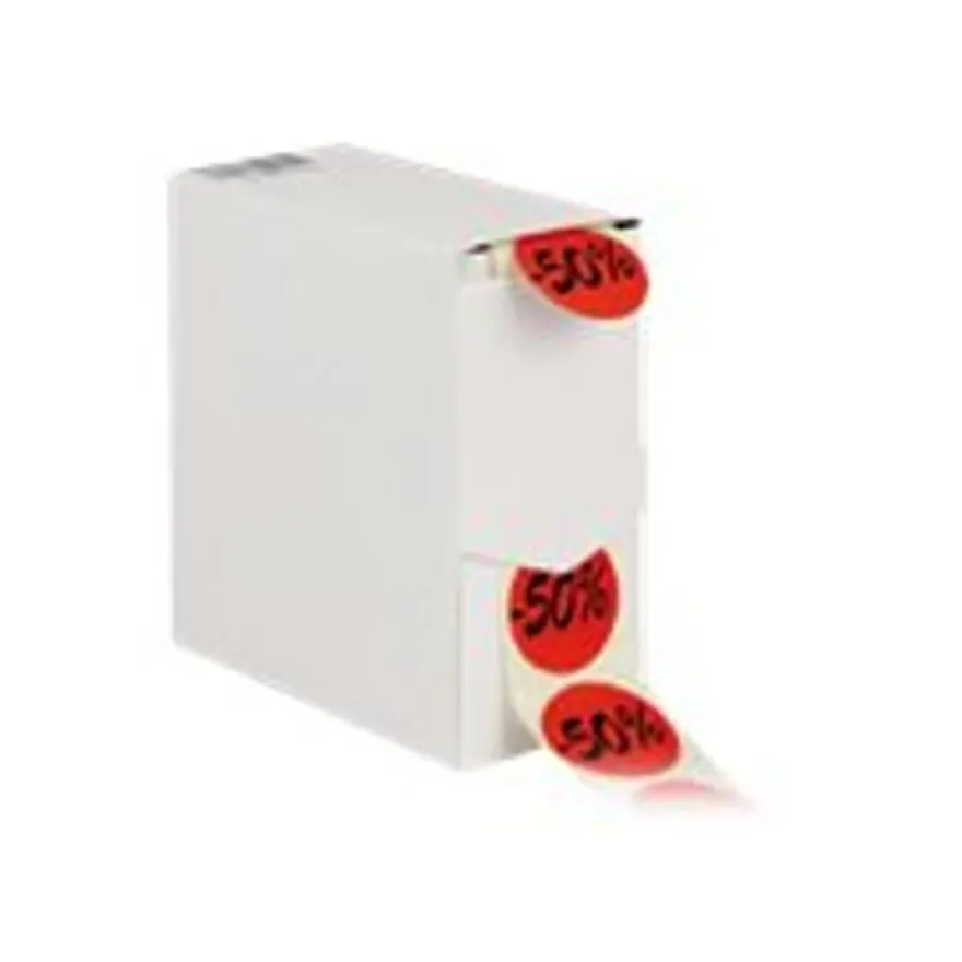Logistipack - Rouleau de 500 étiquettes -50% en boîte distributrice - Rouge
