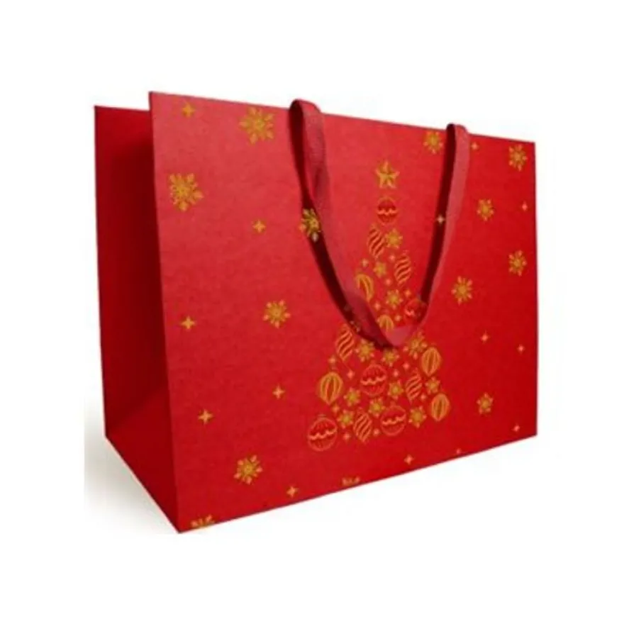 Logistipack - Sac cadeau - 20 cm x 10 cm x 17 cm - rouge, or