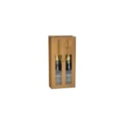 Logistipack - Sac cadeau à fenêtre pour 2 bouteilles - poignées cordelières - 27 cm x 9 cm x 38 cm