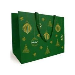 Logistipack - Sac cadeau - 20 cm x 10 cm x 17 cm - vert, impression dorée