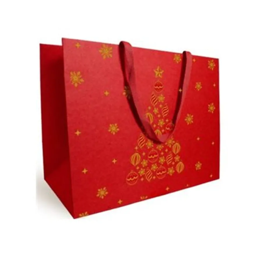 Logistipack - Sac cadeau - 25 cm x 10 cm x 22 cm - rouge, or