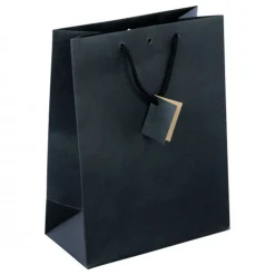 Logistipack - Sac cadeau kraft - poignées cordelières - 25 cm x 13 cm x 33 cm - noir