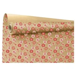 Logistipack Armance - Papier cadeau Kraft - 70 cm x 25 m - boules de Noel rouges