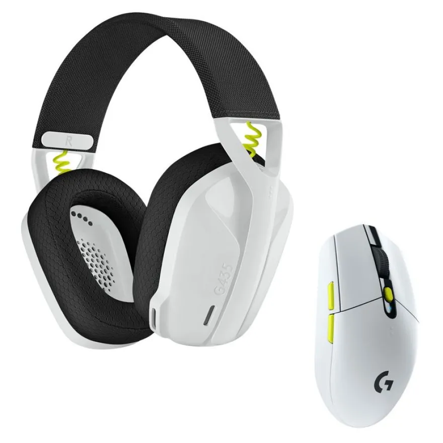 Logitech G435 SE +G305 SE - pack gaming casque + souris Lightspeed sans fil - blanc et noir