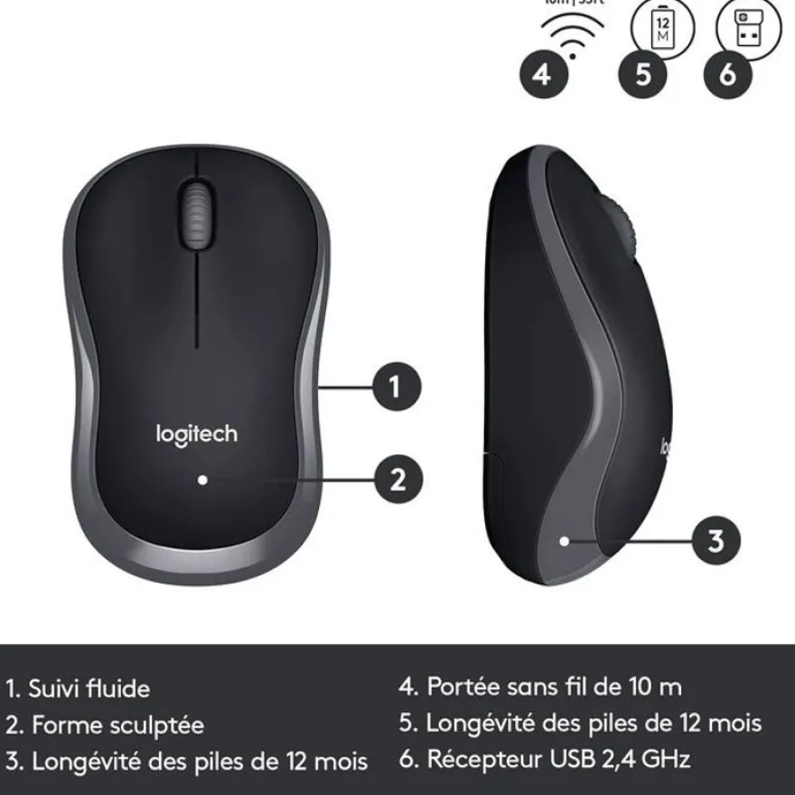Logitech MK330 - ensemble clavier Azerty et souris sans fil - noir