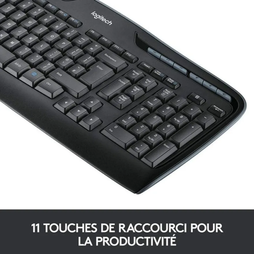 Logitech MK330 - ensemble clavier Azerty et souris sans fil - noir