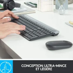 Logitech MK470 - Ensemble clavier et souris sans fil - ultra fin - Azerty - graphite