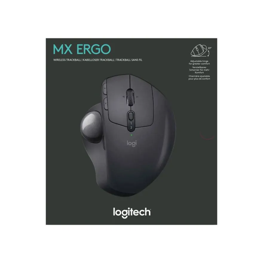 Logitech MX Ergo - souris sans fil ergonomique avec trackball pour droitier - noir